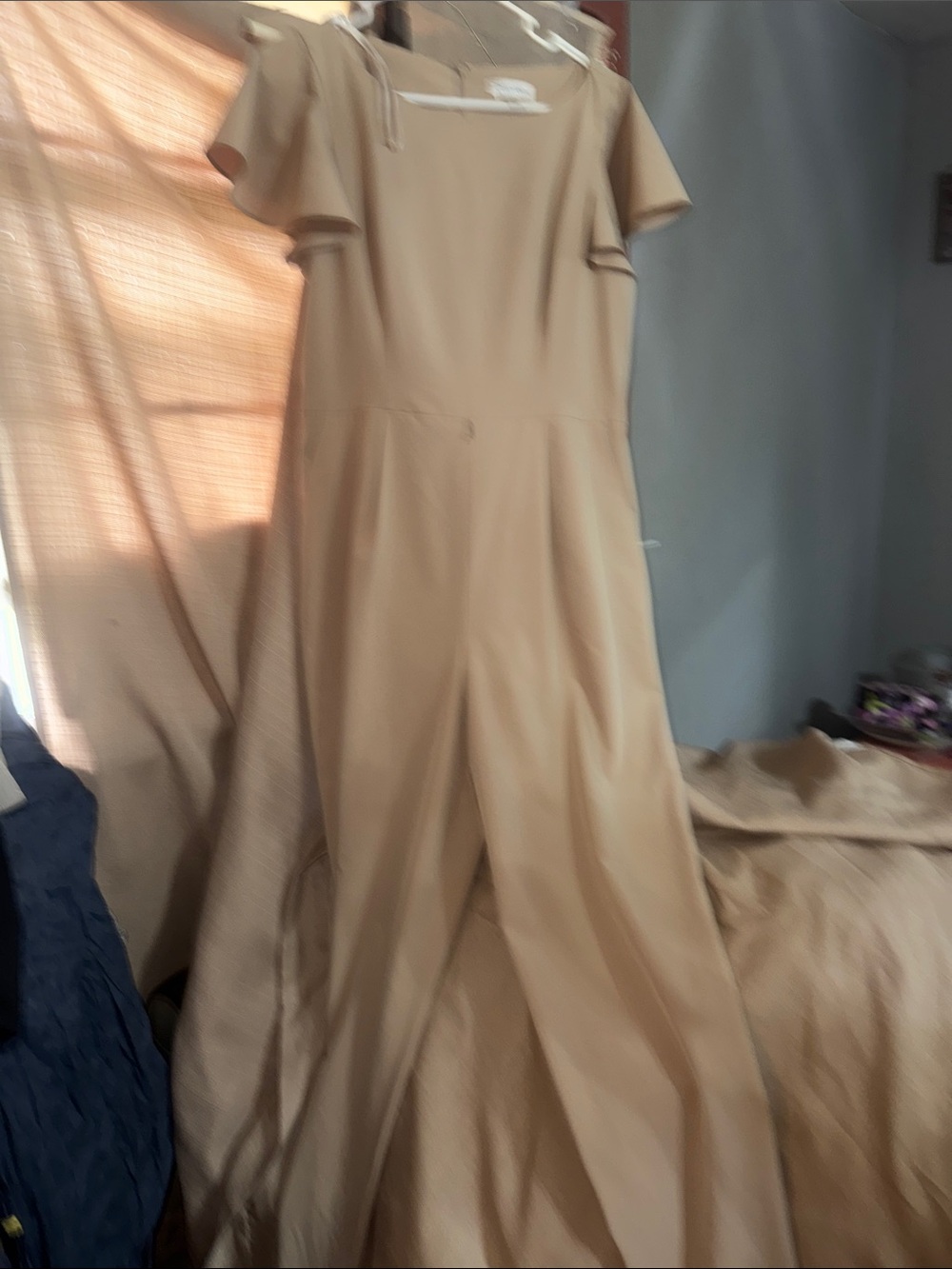 Calvin Klein Neutral-Tone Jumpsuit with Draped Front